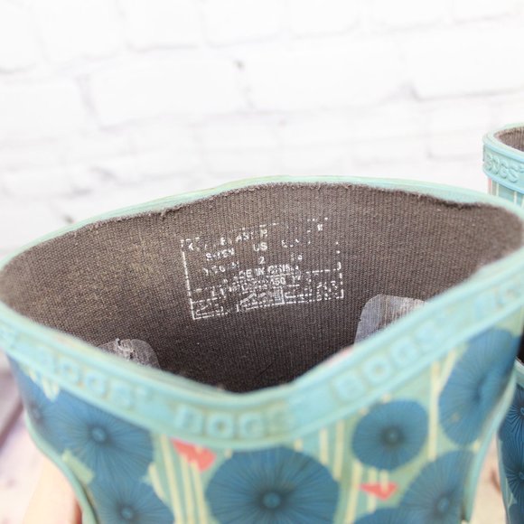 BOGS Floral Rubber Rain Boots Size 2 - Picture 7 of 7